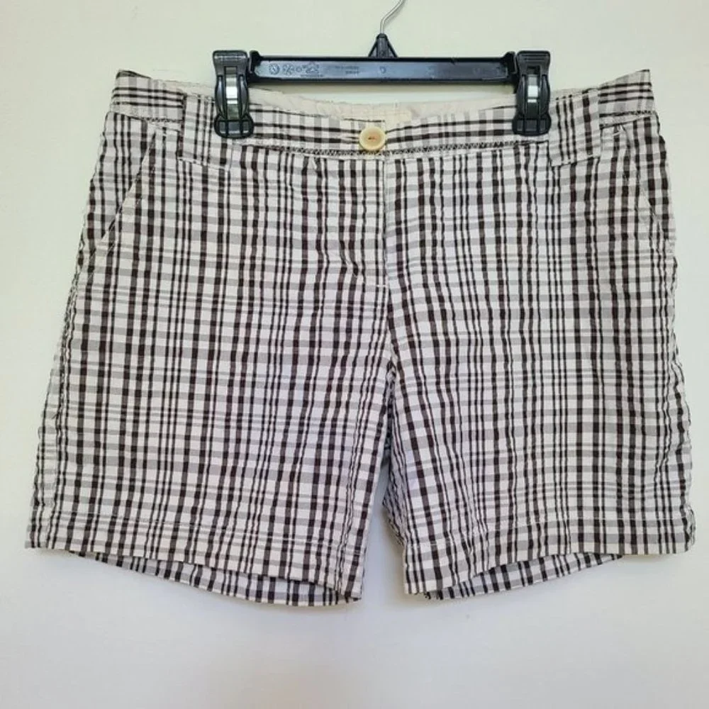 Merona Brown Tan Beige Plaid Casual Shorts,SZ 6